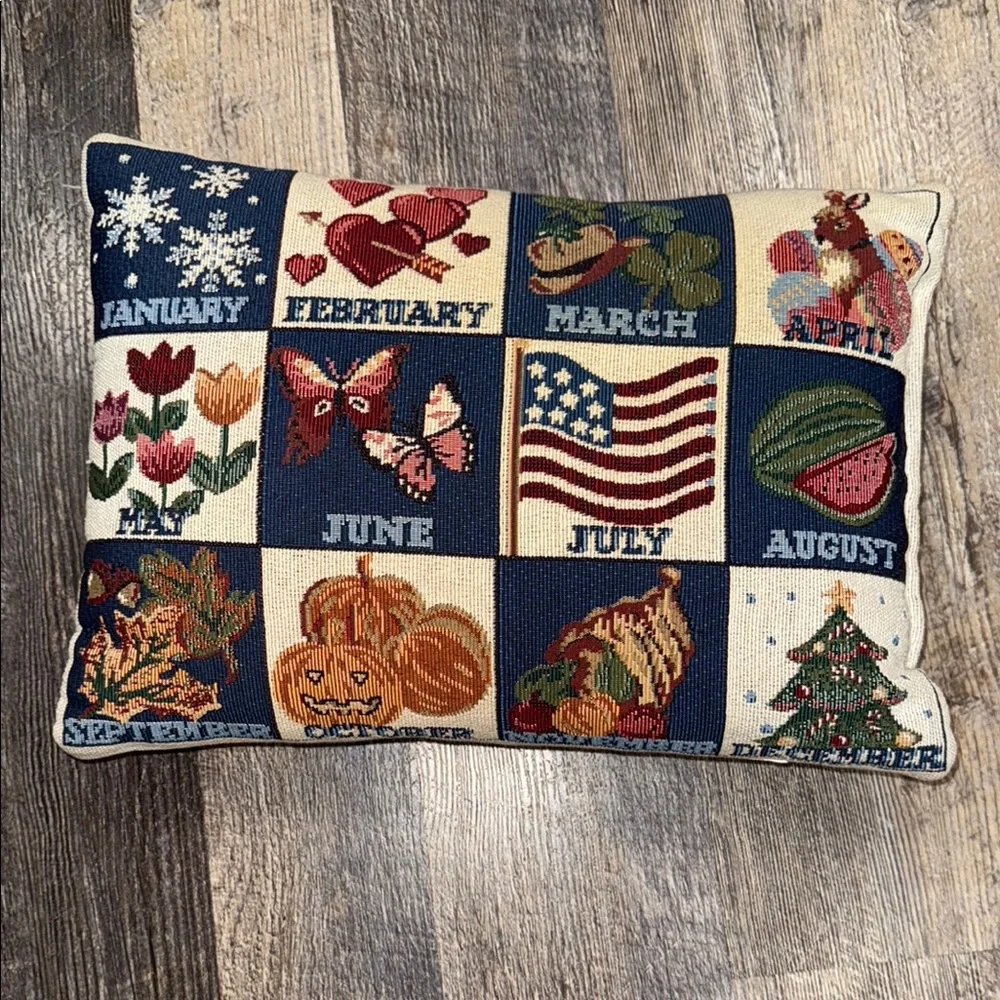 Holiday Pillow with Seasonal Motifs